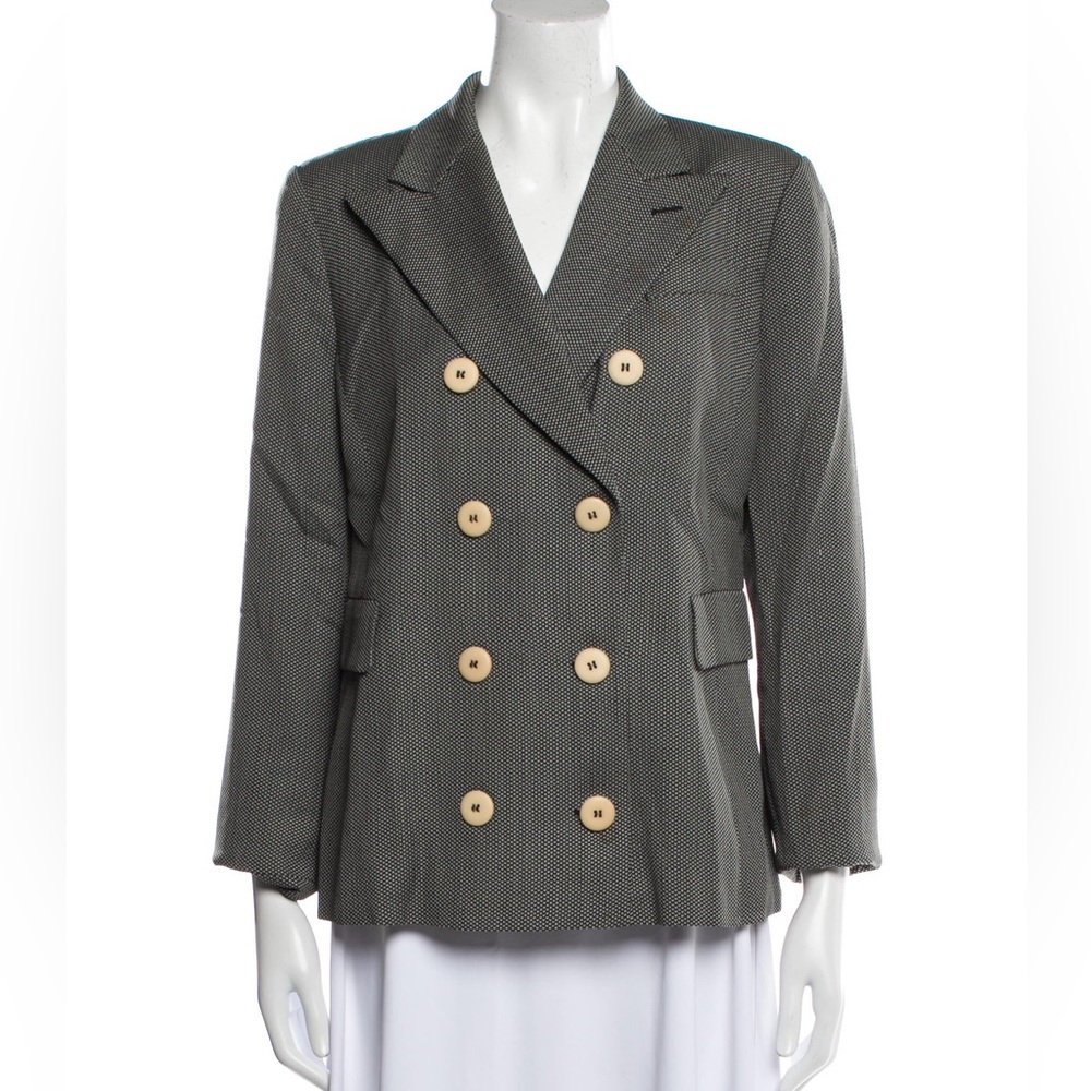 Emporio Armani Black and White Textured Blazer